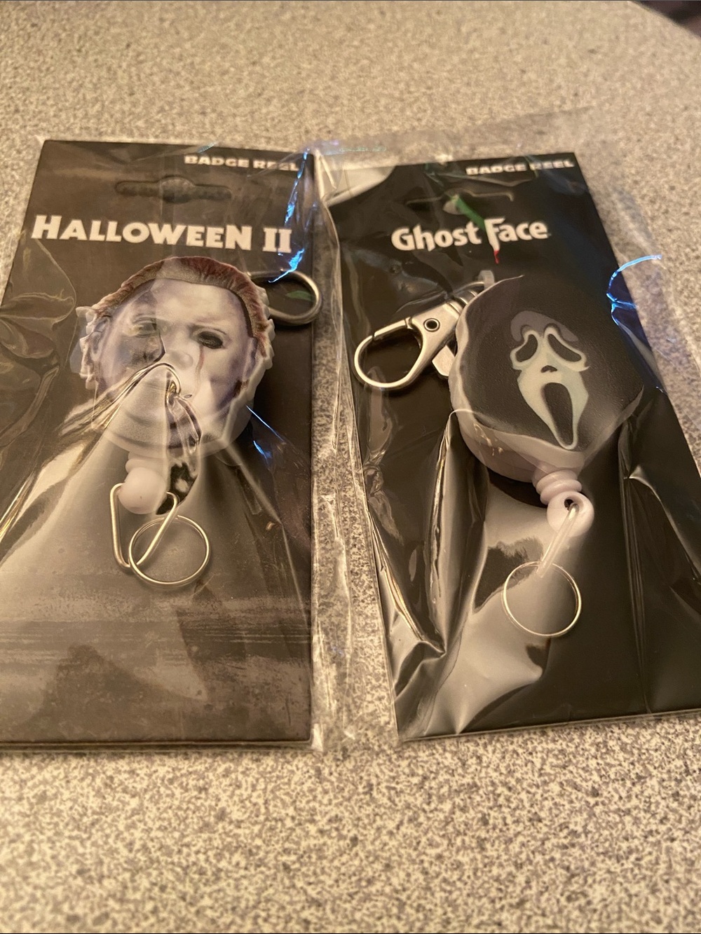 Halloween II Michael Myers & Ghost Face Badge Reel Keychains - Black